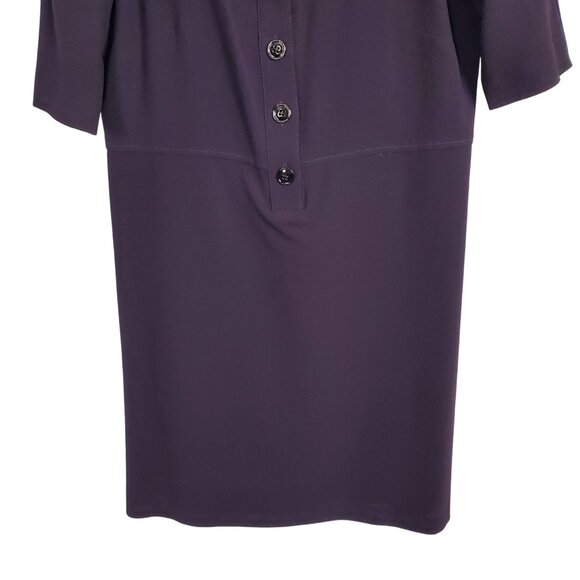 Burberry Size UK 42 US 12 Dress Crepe Wool Sheath Rolled Collar Italy Purple - Picture 8 of 16